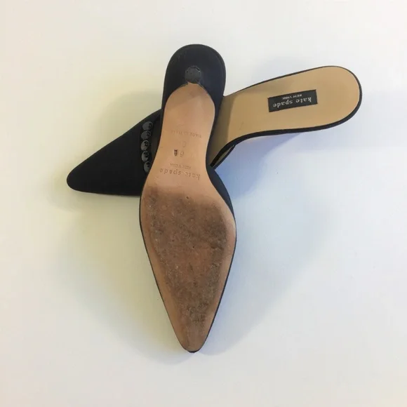 Kate Spade Black Textile Medium Heels Mules Sz6.5 - Picture 7 of 8